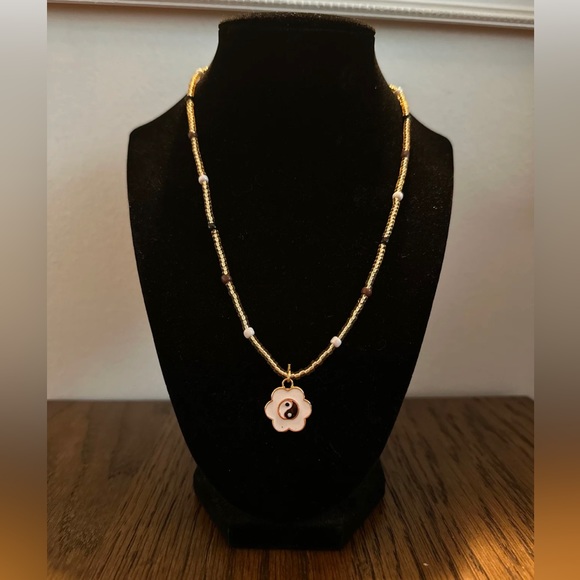 11/11 Cosmetics Jewelry - Neutral Flower Yin & Yang Necklace